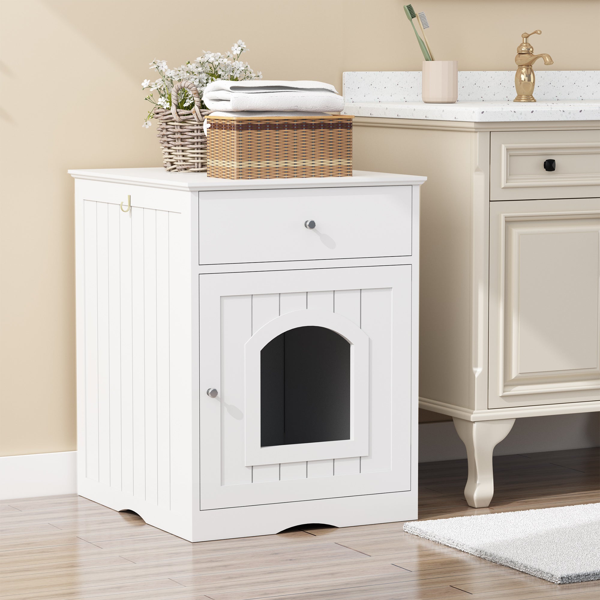 Wooden Pet House Litter Box Enclosure