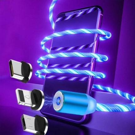 Magnetic LED Flowing Light Charging Cable – iPhone & USB-C