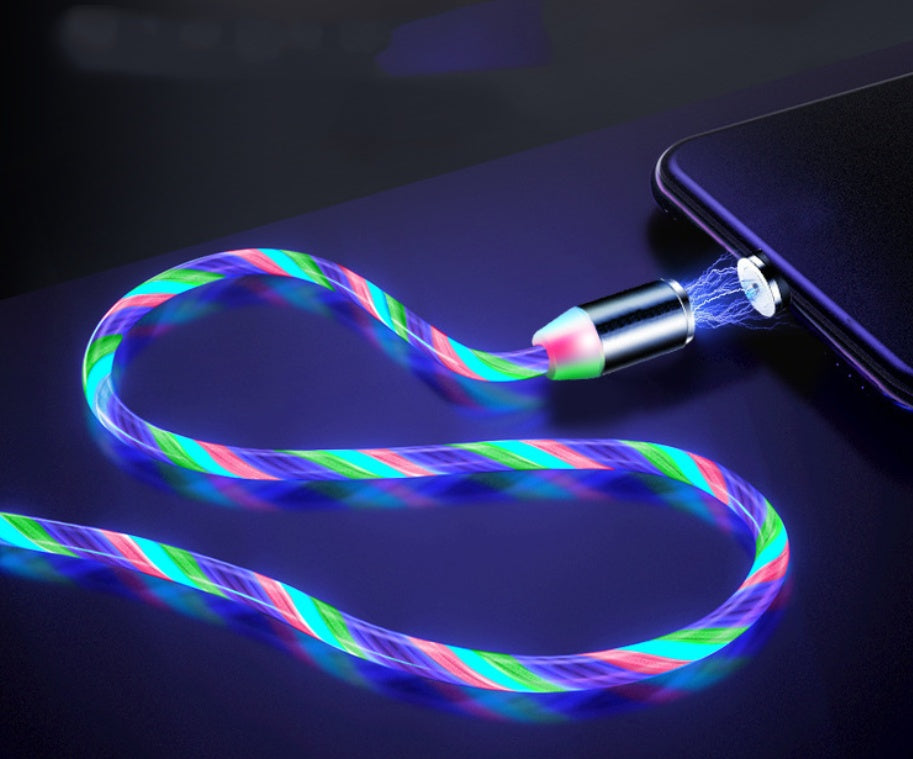 Magnetic LED Flowing Light Charging Cable – iPhone & USB-C