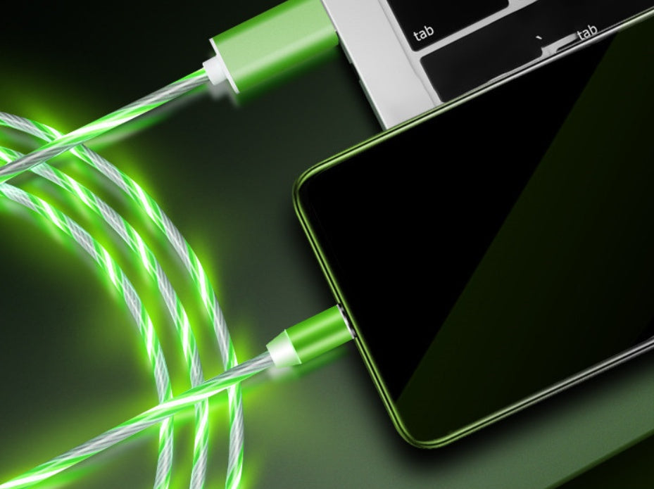 Magnetic LED Flowing Light Charging Cable – iPhone & USB-C
