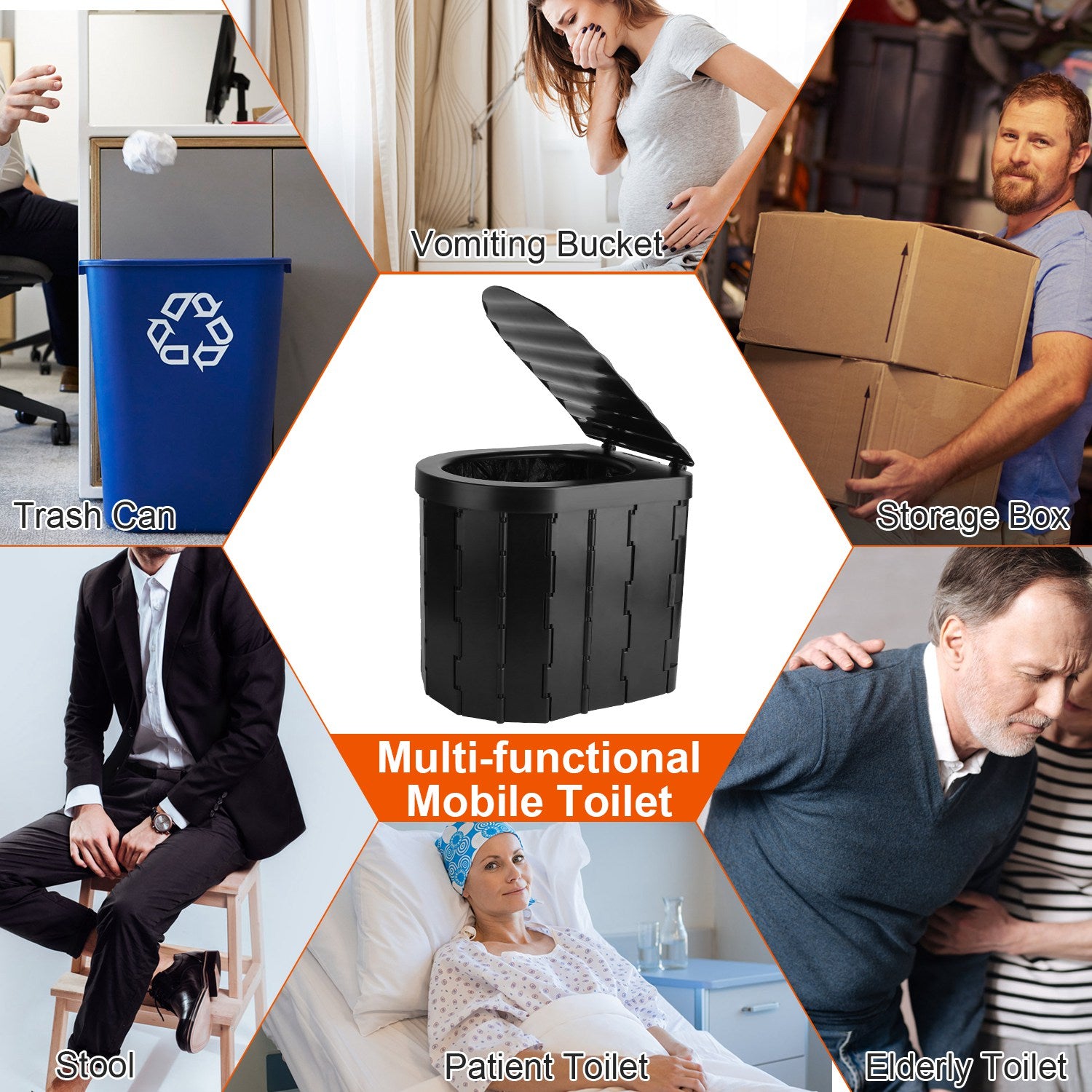 Foldable Emergency Portable Toilet For Camping