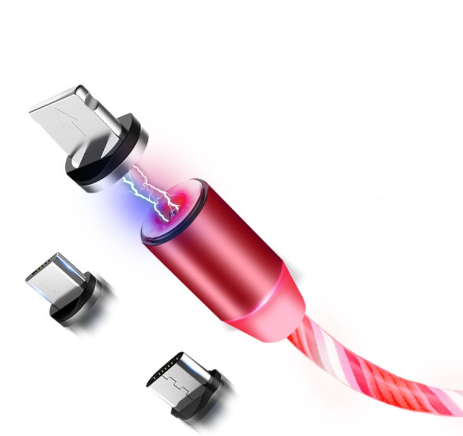 Magnetic LED Flowing Light Charging Cable – iPhone & USB-C