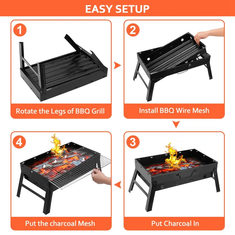 Foldable Portable BBQ Charcoal Grill