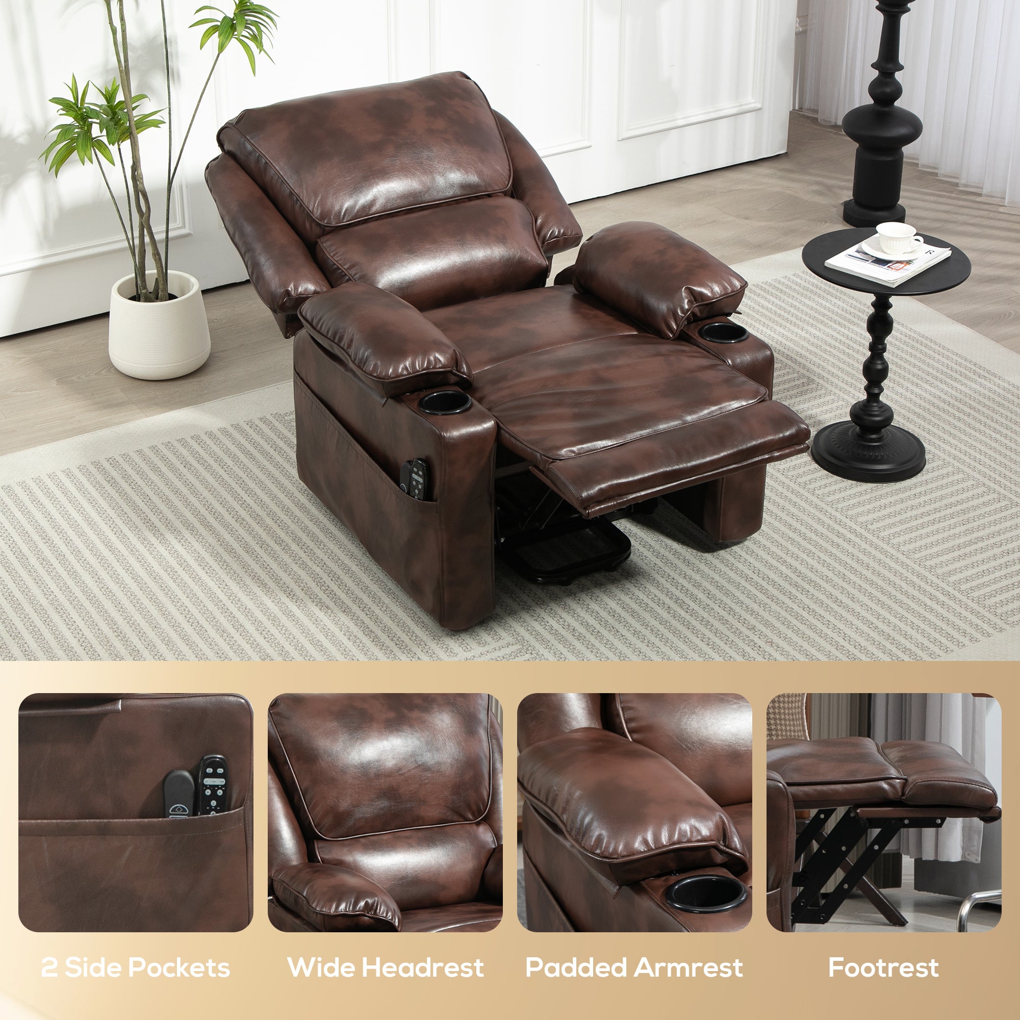 Power Lift Recliner Chair with Massage, Heat & USB Charging