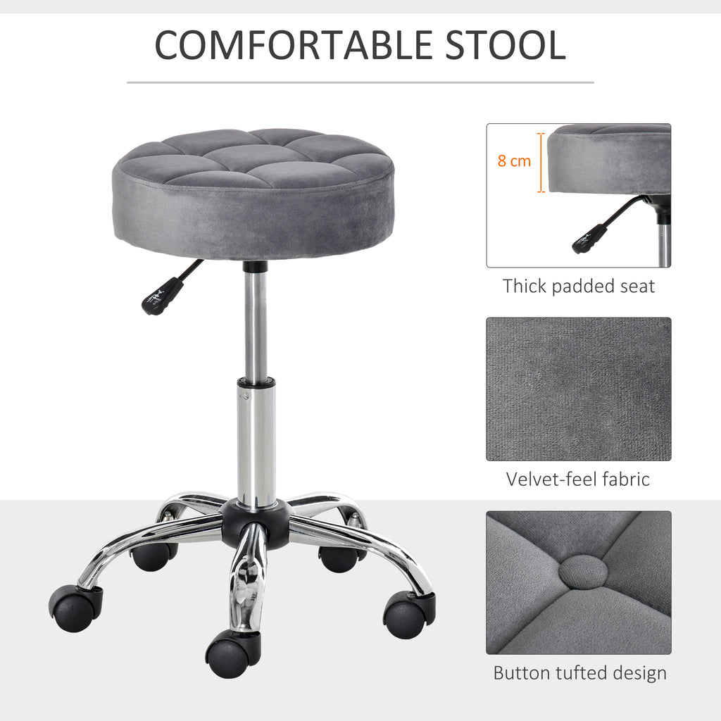 Round Rolling Stool with Height Adjustable Lift