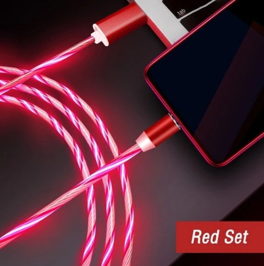 Magnetic LED Flowing Light Charging Cable – iPhone & USB-C