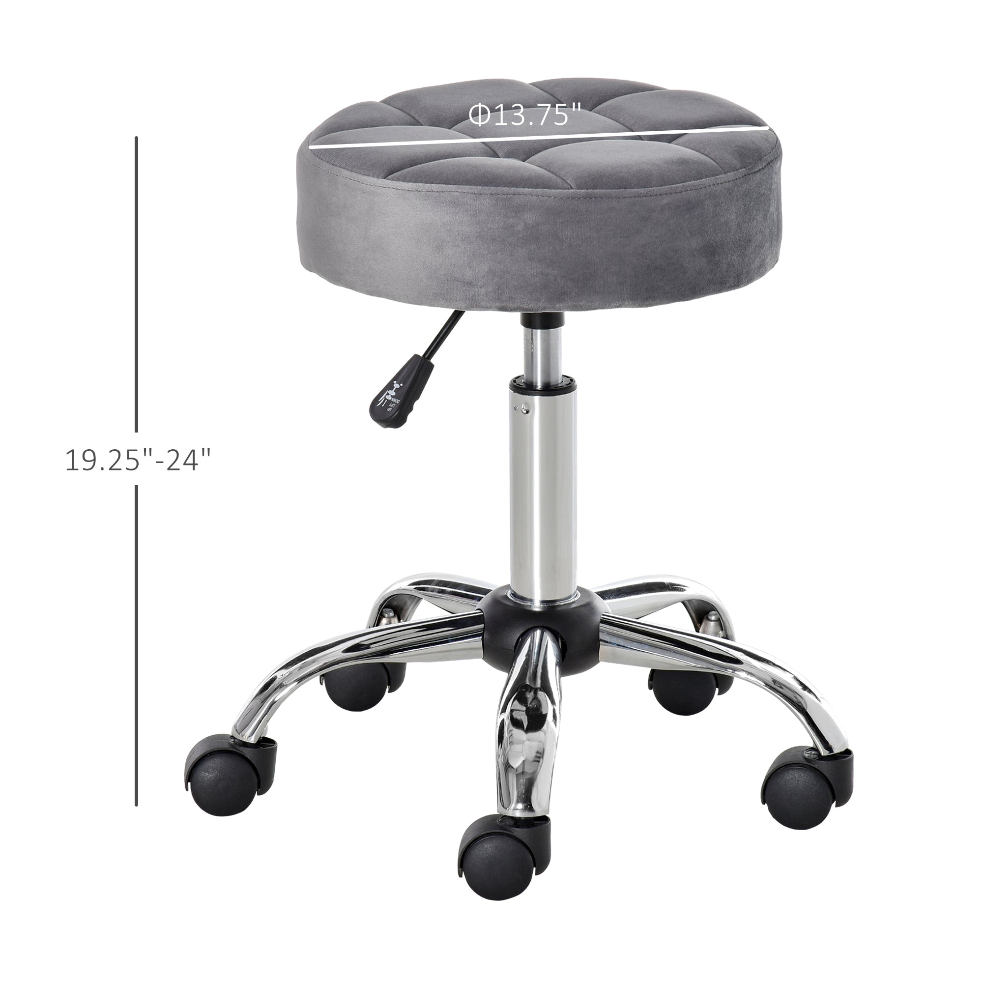 Round Rolling Stool with Height Adjustable Lift