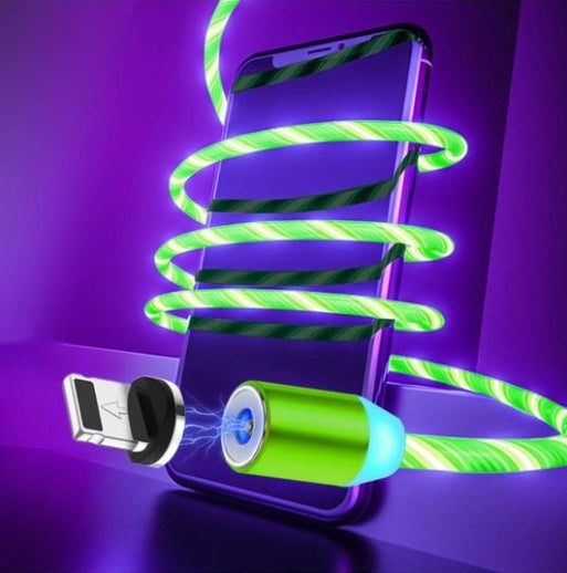 Magnetic LED Flowing Light Charging Cable – iPhone & USB-C