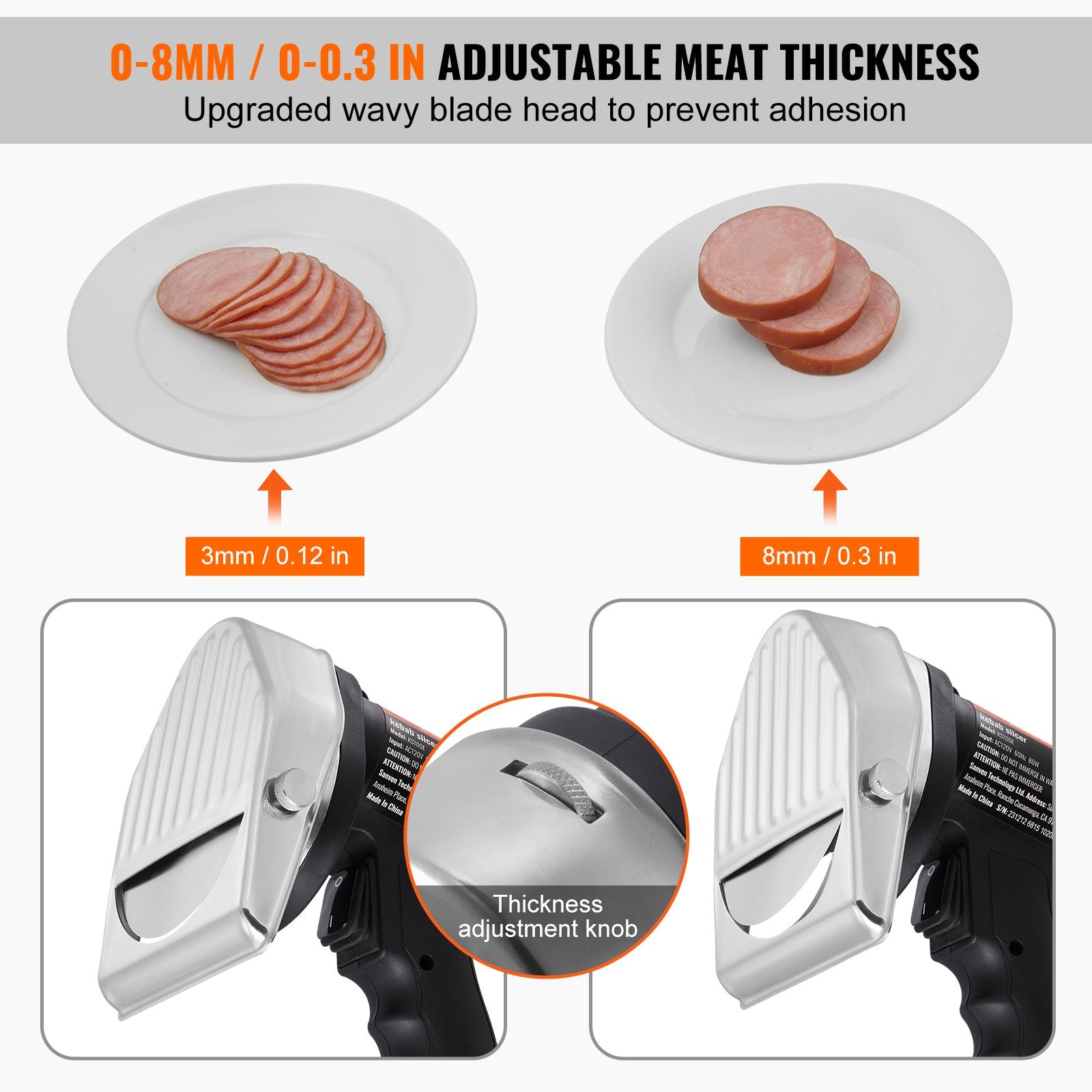 80W Electric Shawarma Knife with Dual Blades – Flat & Serrated