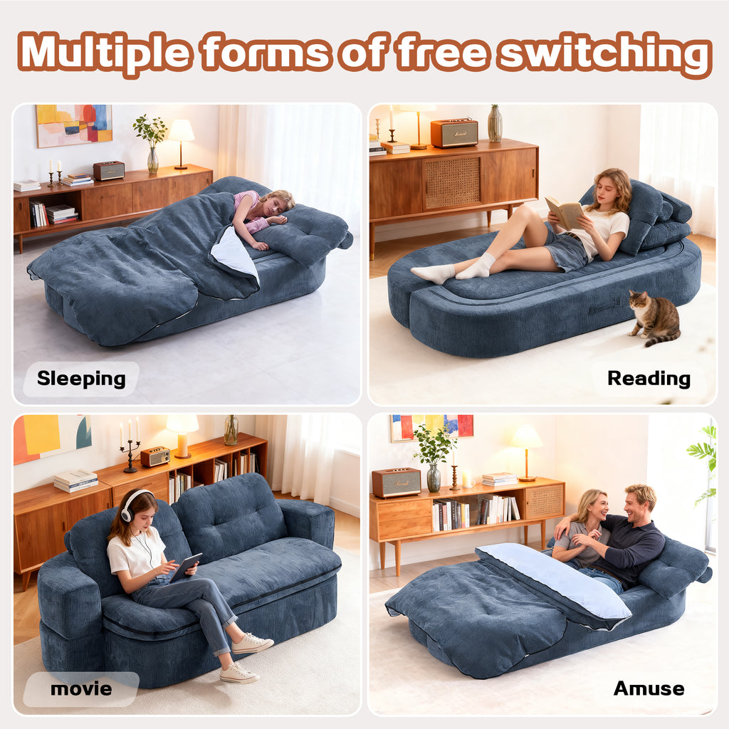 Convertible Floor Sofa with 2 Pillows – Sleeper Sofa Bed