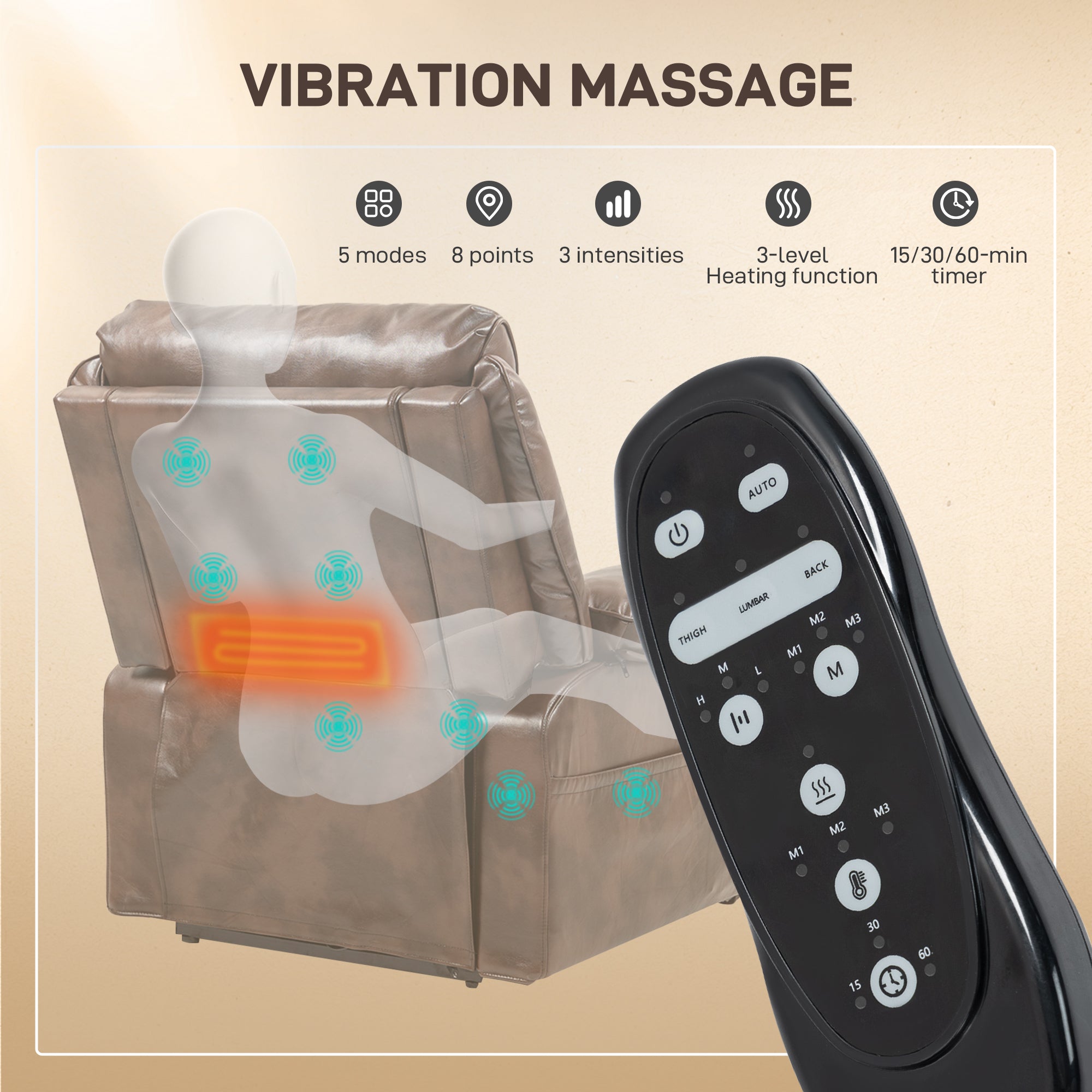 Power Lift Recliner Chair with Massage, Heat & USB Charging