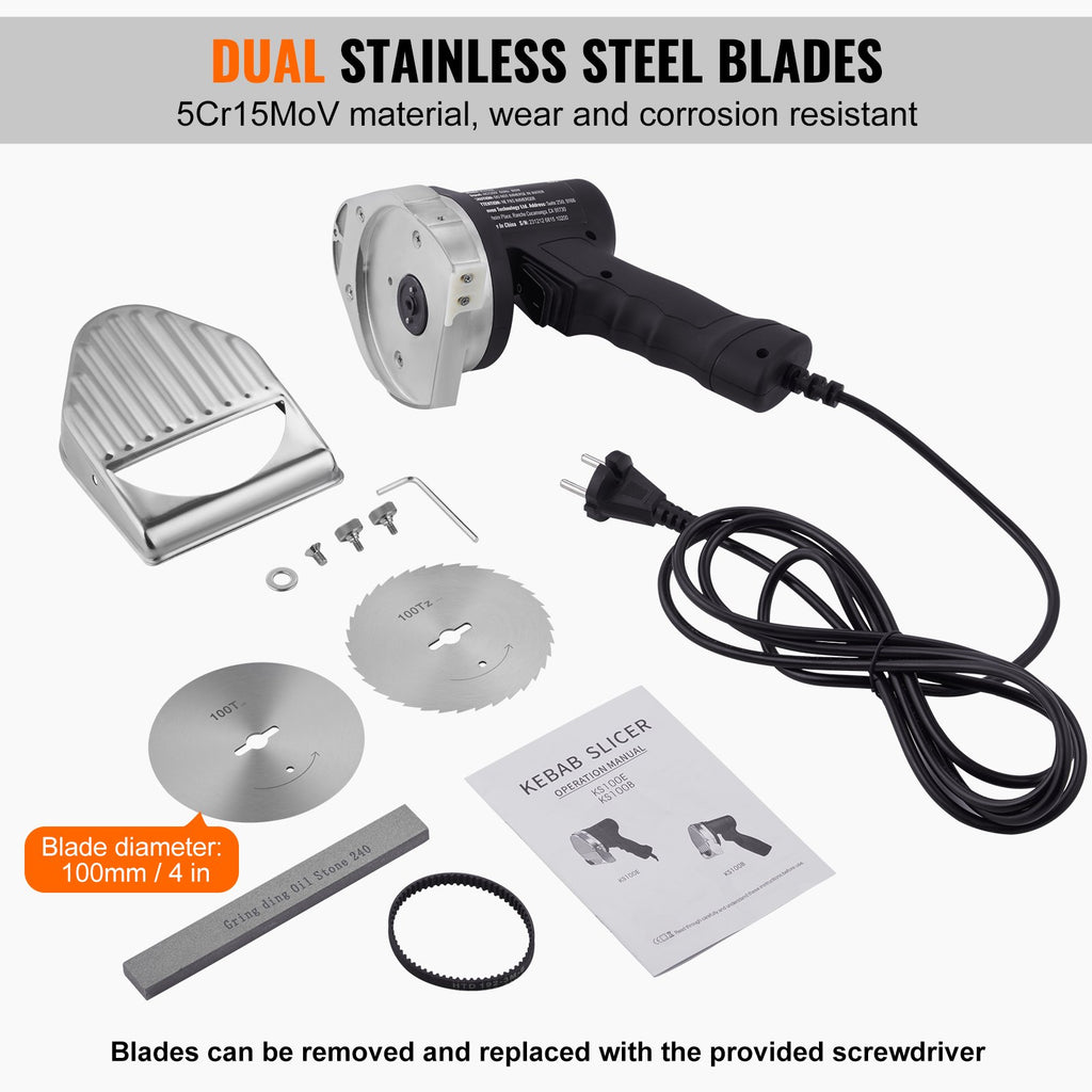 80W Electric Shawarma Knife with Dual Blades – Flat & Serrated