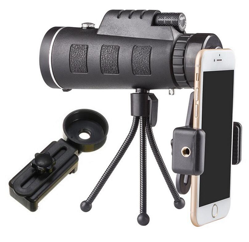 40x60 Monocular Telescope with Compass, Phone Clip & Tripod