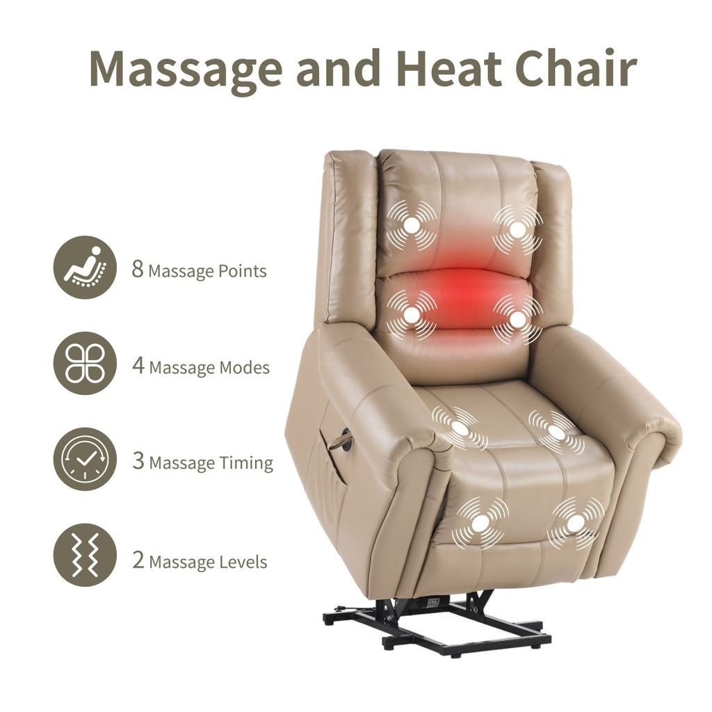 Power Lift Recliner Chair With Massage & Heat