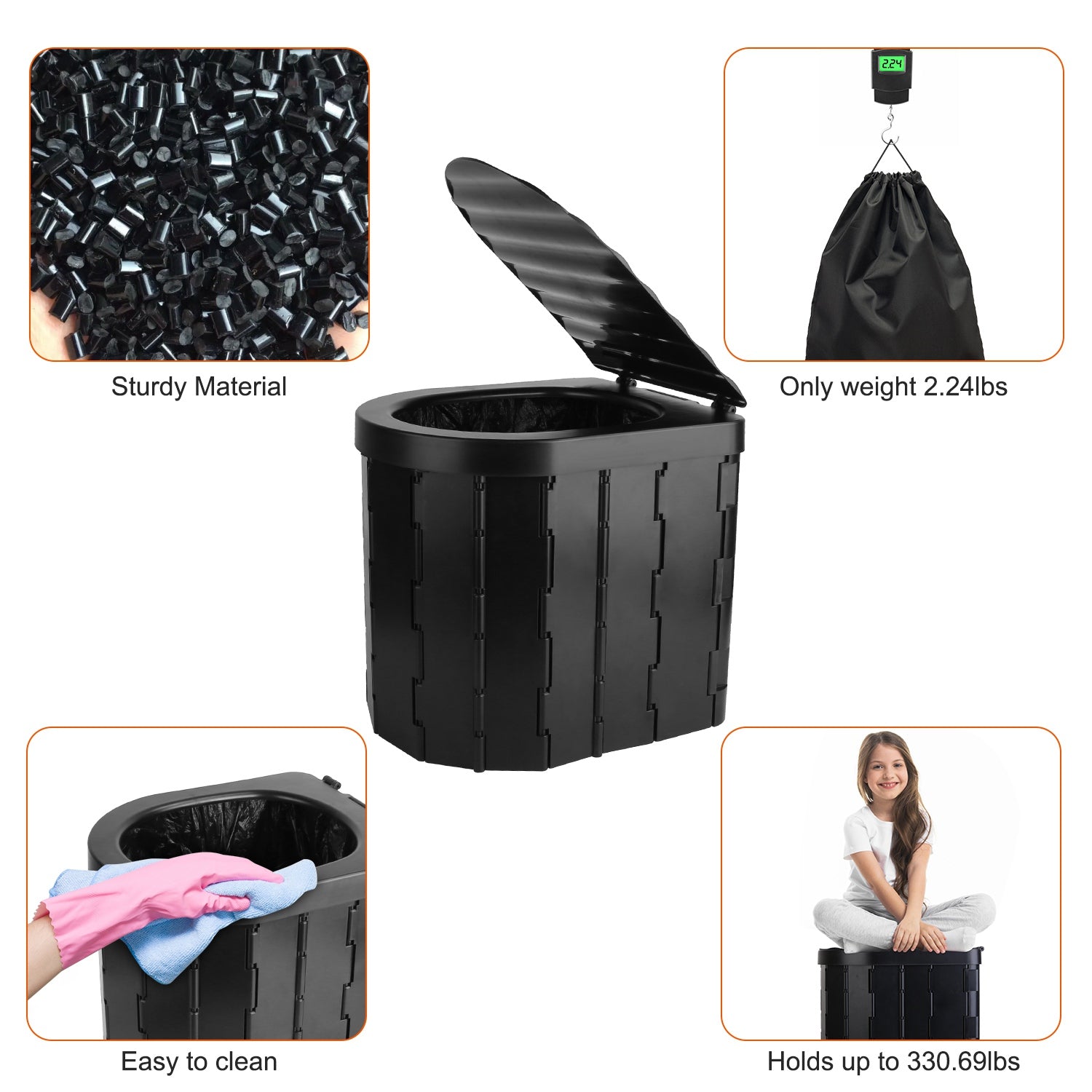 Foldable Emergency Portable Toilet For Camping