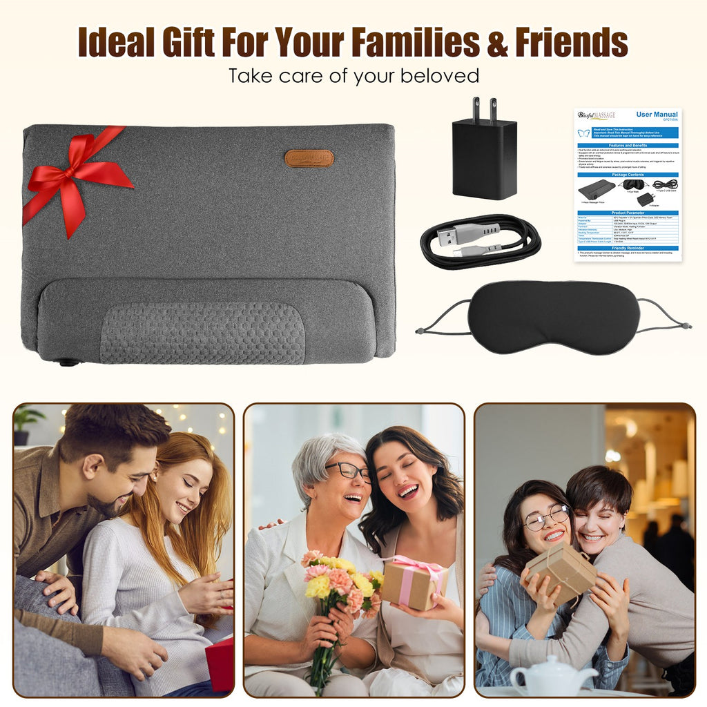 Neck Massager Pillow with Heat & Vibration – Memory Foam