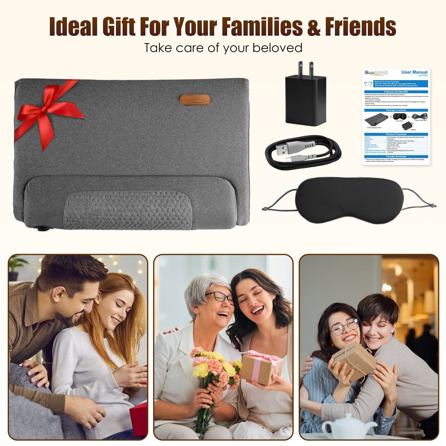 Neck Massager Pillow with Heat & Vibration – Memory Foam