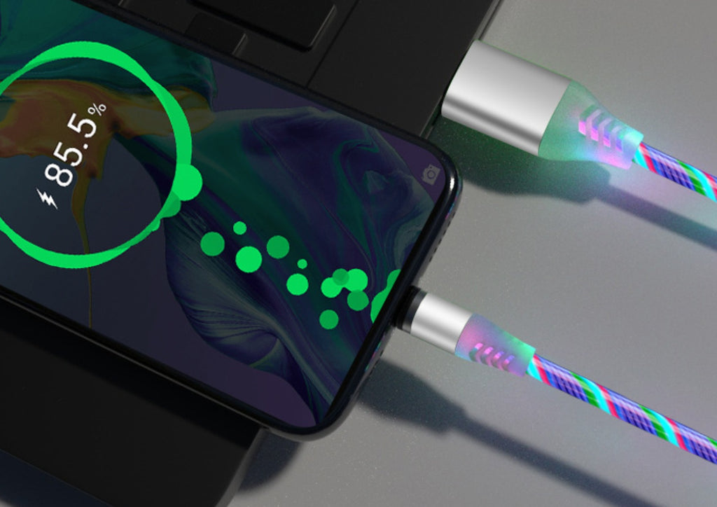 Magnetic LED Flowing Light Charging Cable – iPhone & USB-C