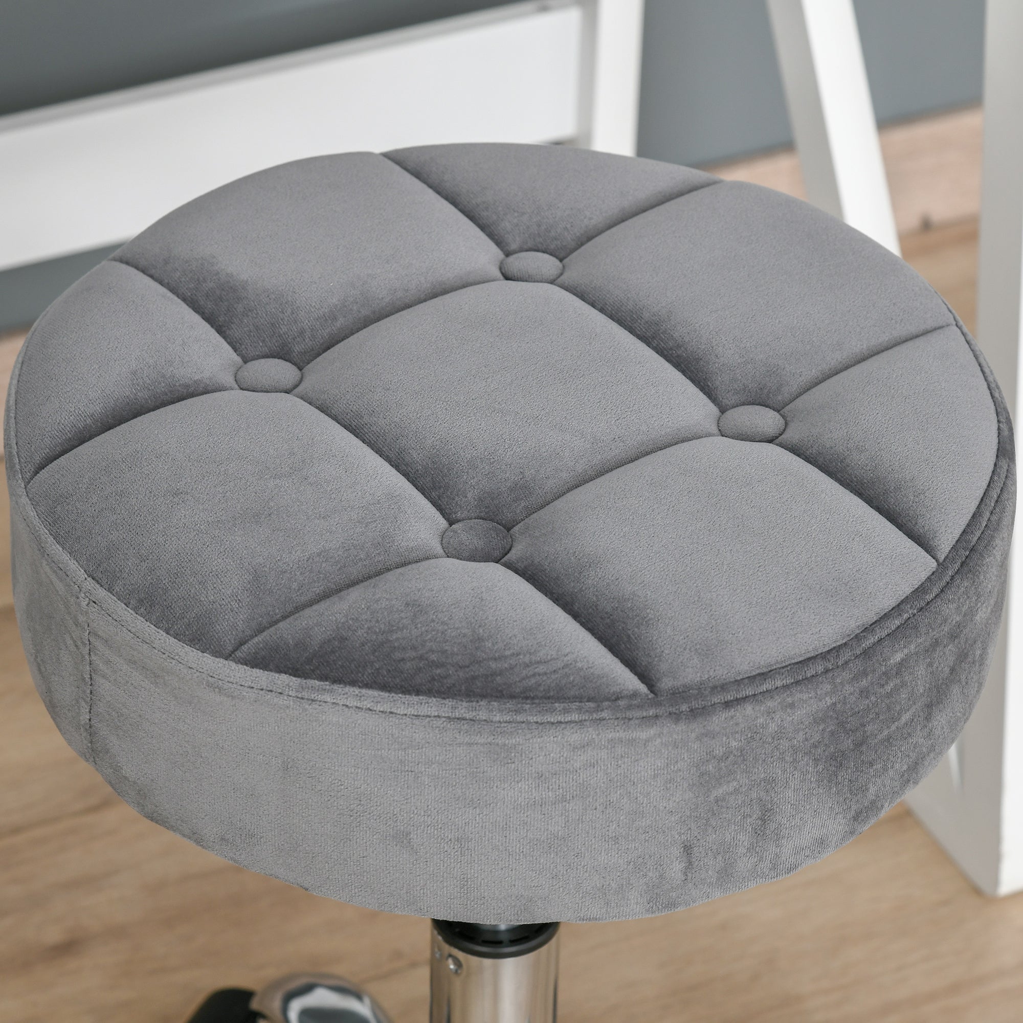 Round Rolling Stool with Height Adjustable Lift
