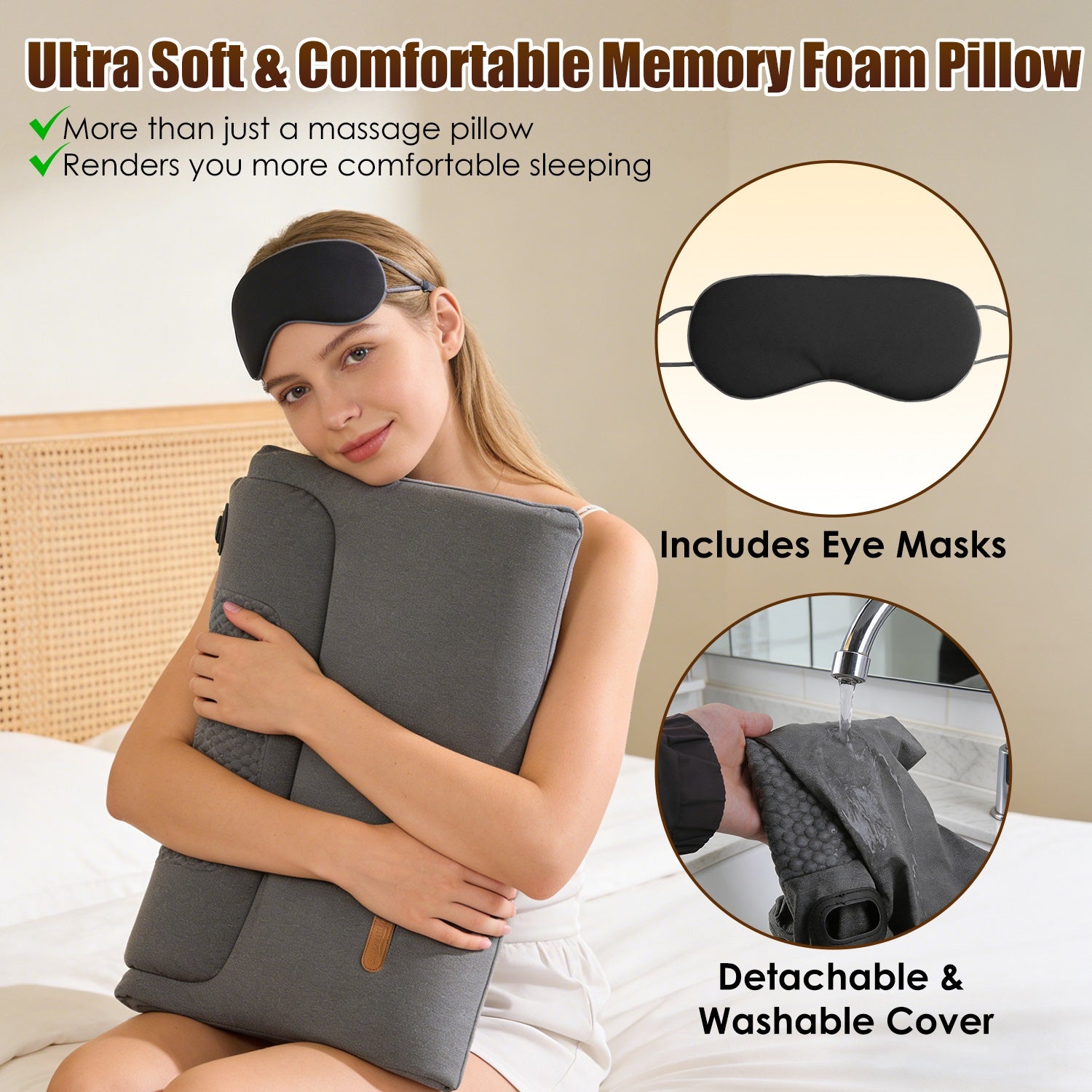 Neck Massager Pillow with Heat & Vibration – Memory Foam