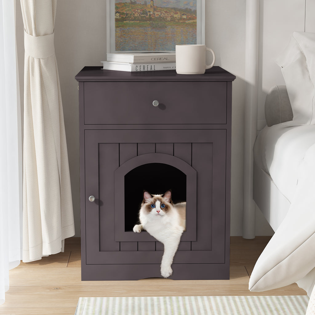Wooden Pet House Cat Litter Box Enclosure