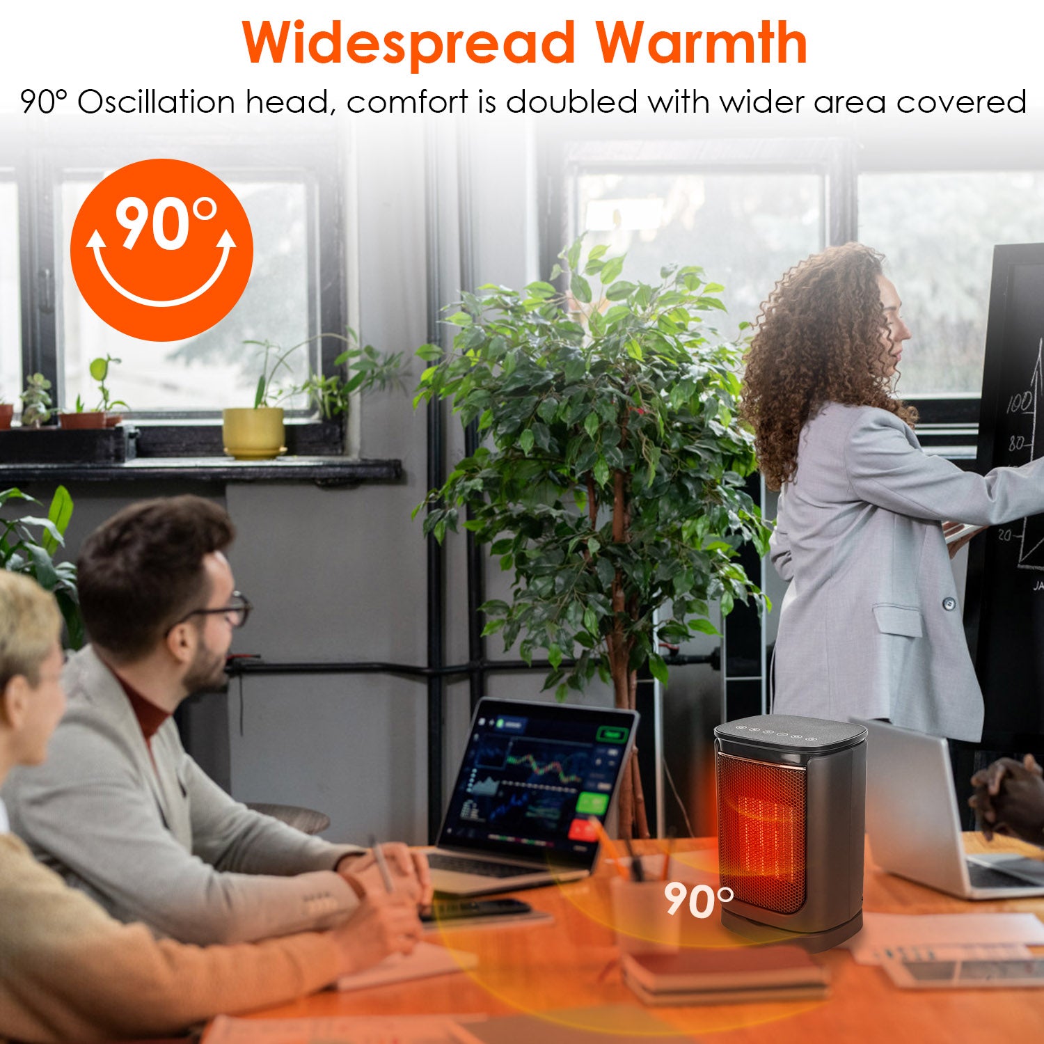 1500W Ceramic Electric Space Heater with Fan & Safety Tip-Off