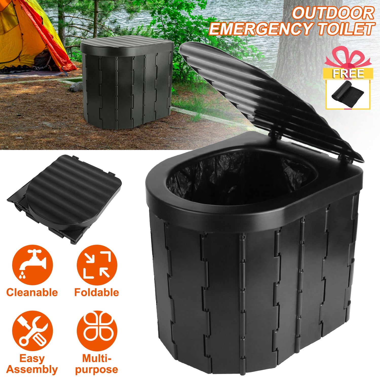 Foldable Emergency Portable Toilet For Camping
