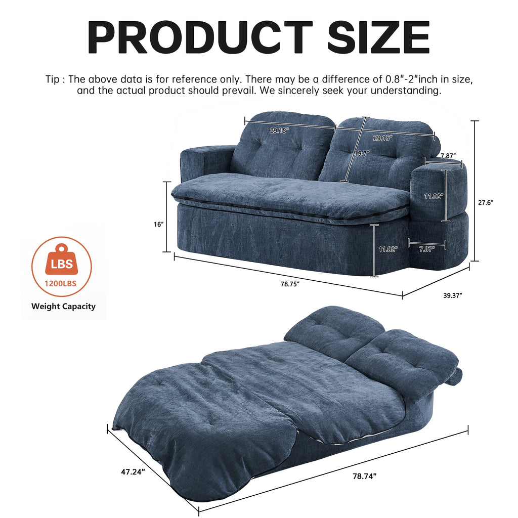 Convertible Floor Sofa with 2 Pillows – Sleeper Sofa Bed