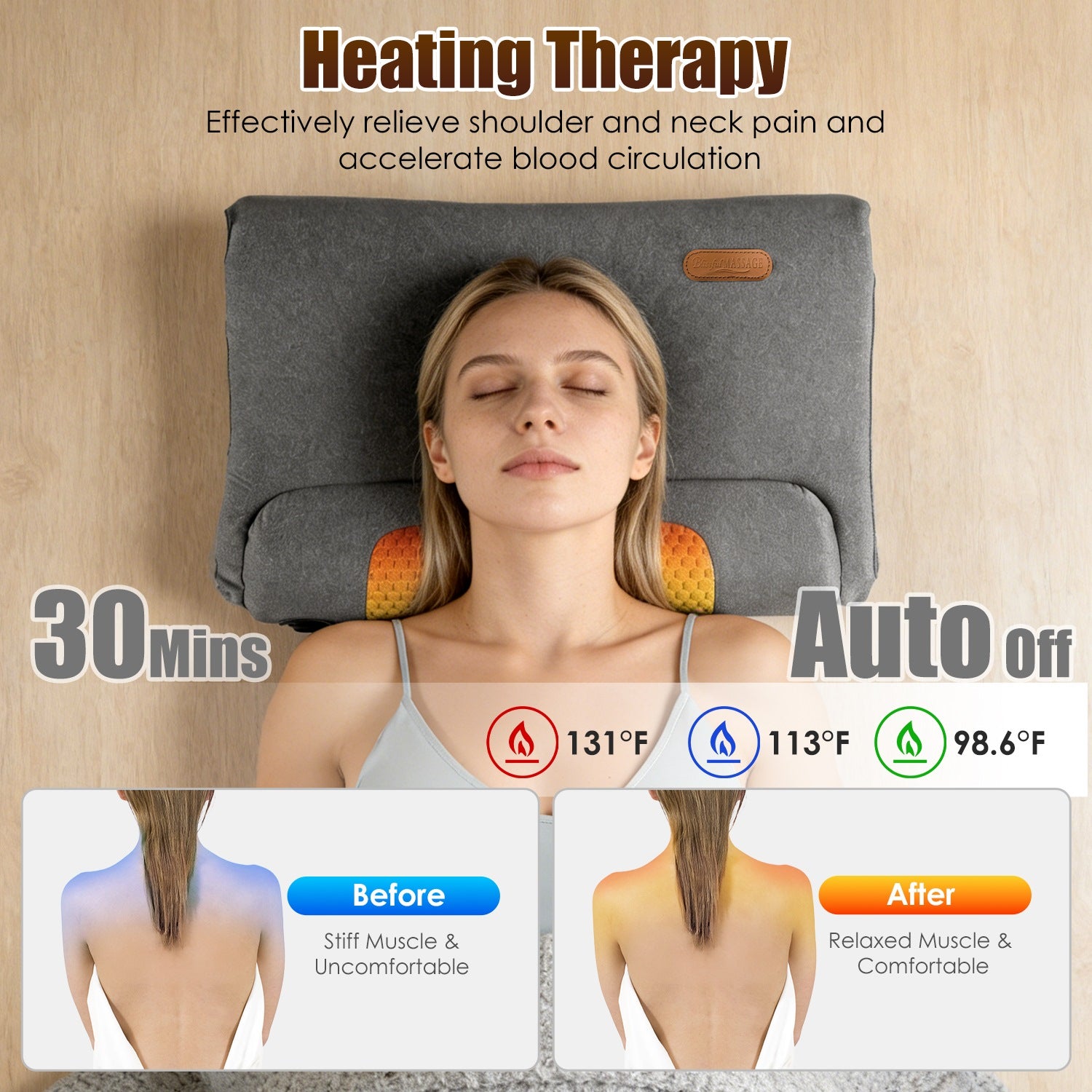 Neck Massager Pillow with Heat & Vibration – Memory Foam
