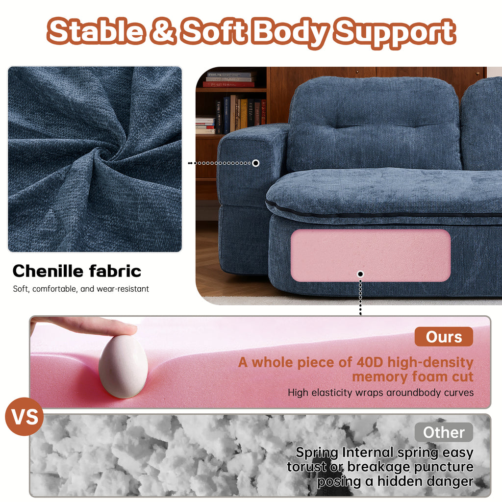 Convertible Floor Sofa with 2 Pillows – Sleeper Sofa Bed