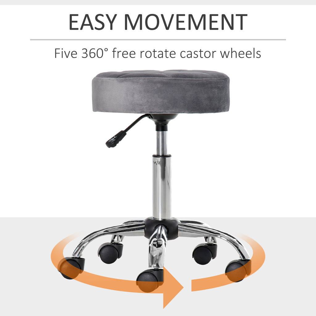 Round Rolling Stool with Height Adjustable Lift