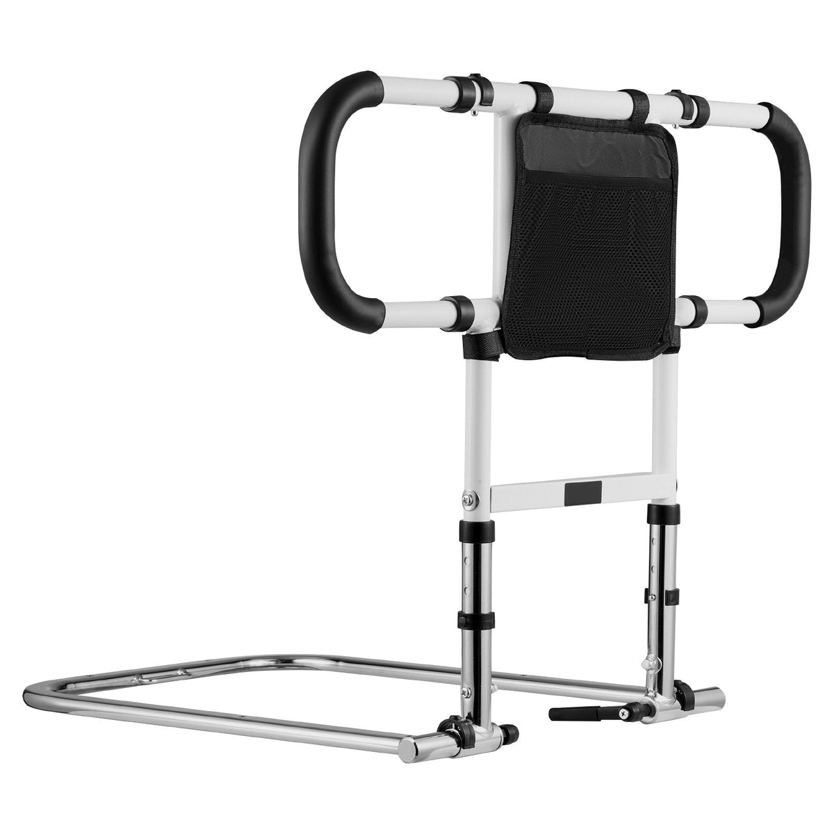 A white and black adjustable Bedside Assist rail, shown on a solid white background.