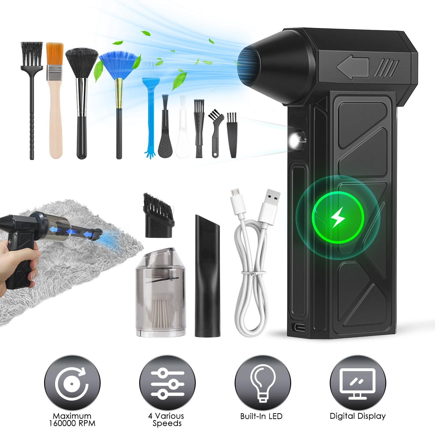 Compressed Air Duster With LED Light