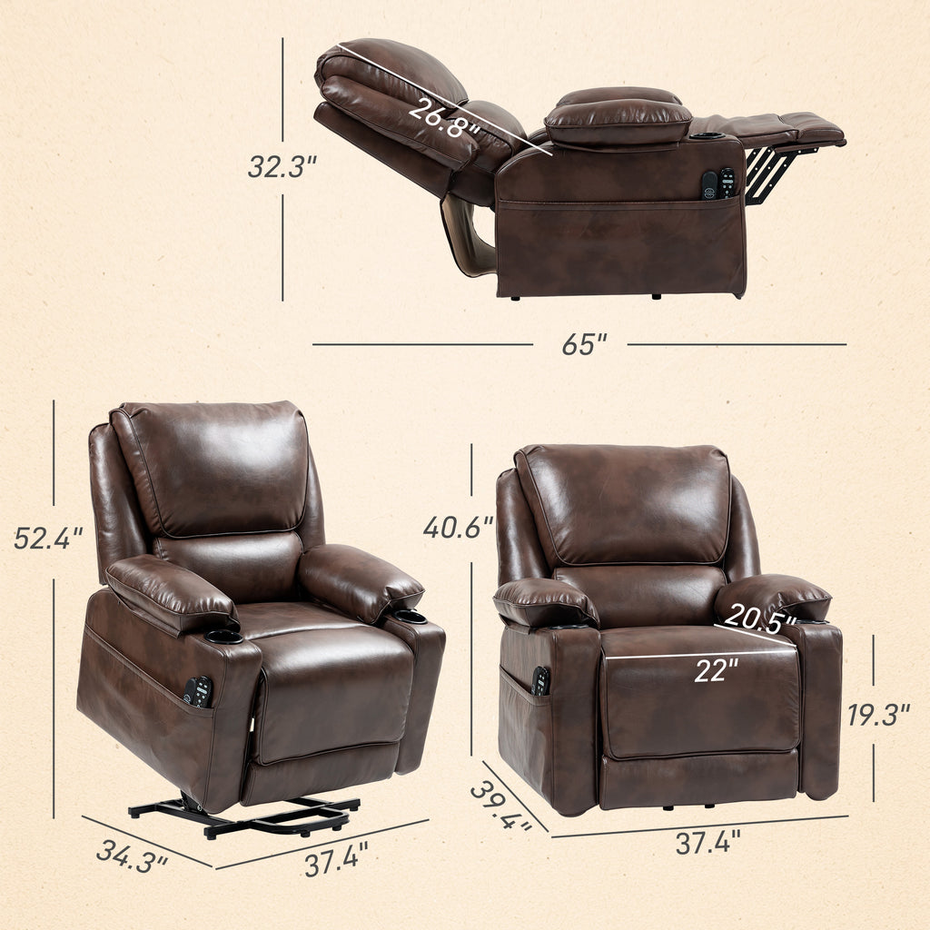 Power Lift Recliner Chair with Massage, Heat & USB Charging
