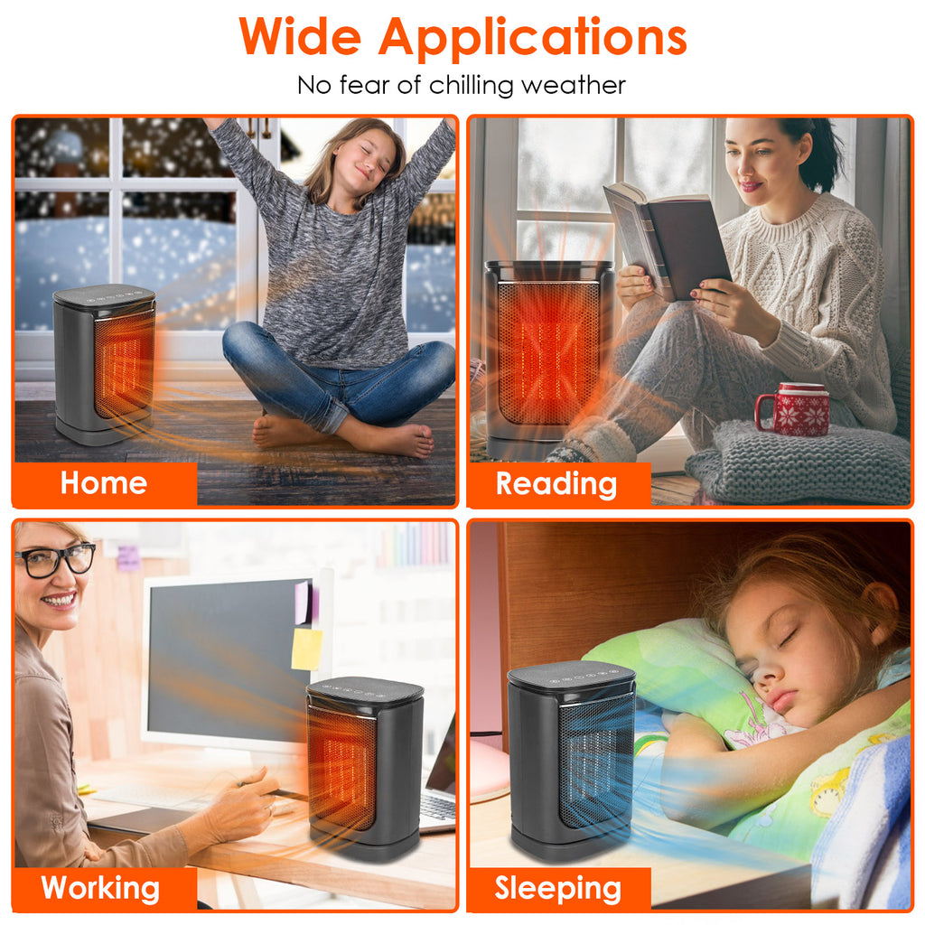 1500W Ceramic Electric Space Heater with Fan & Safety Tip-Off