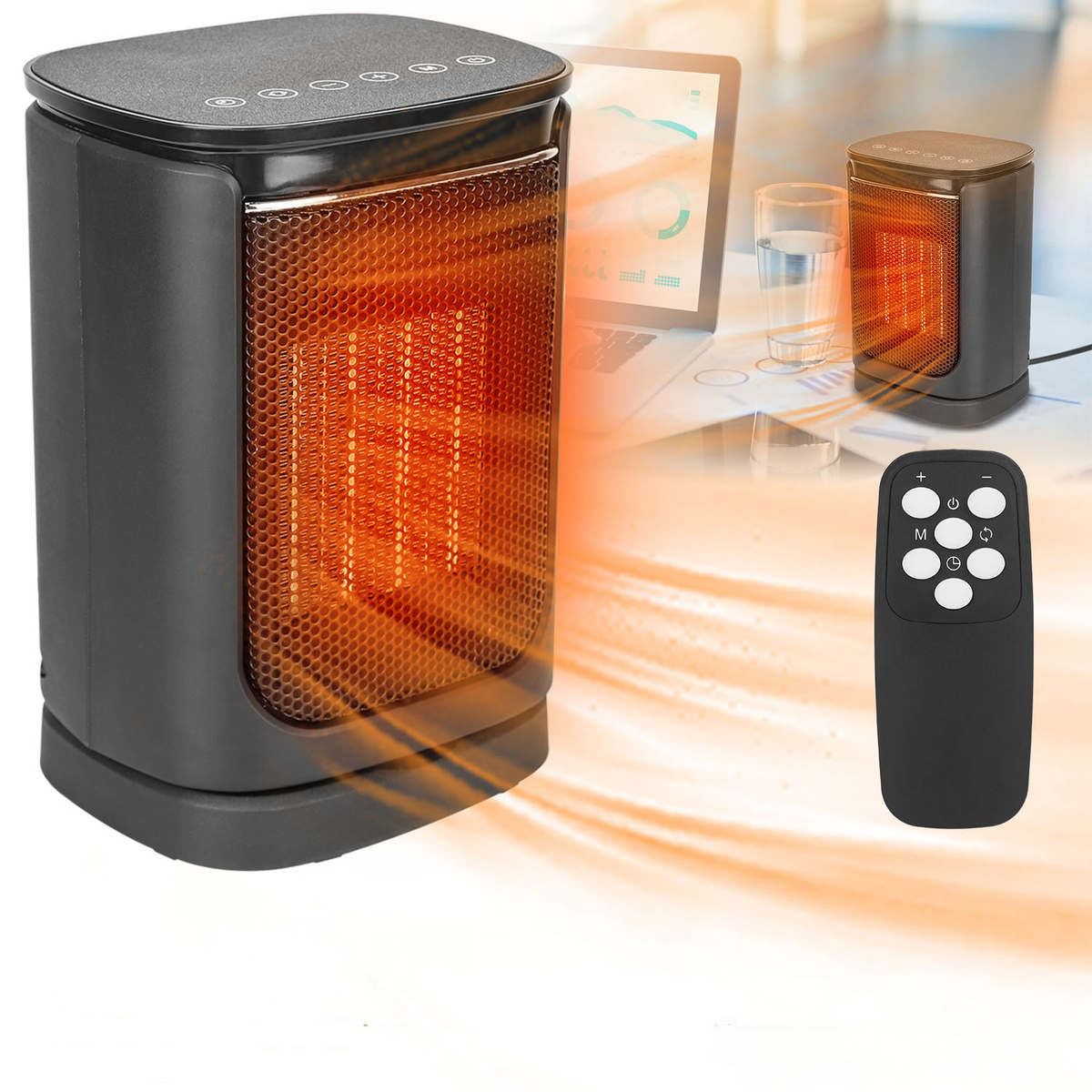 1500W Ceramic Electric Space Heater with Fan & Safety Tip-Off
