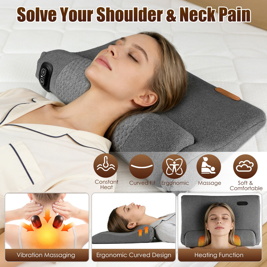 Neck Massager Pillow with Heat & Vibration – Memory Foam