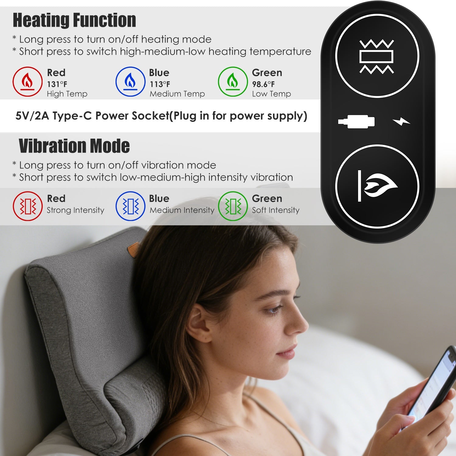 Neck Massager Pillow with Heat & Vibration – Memory Foam