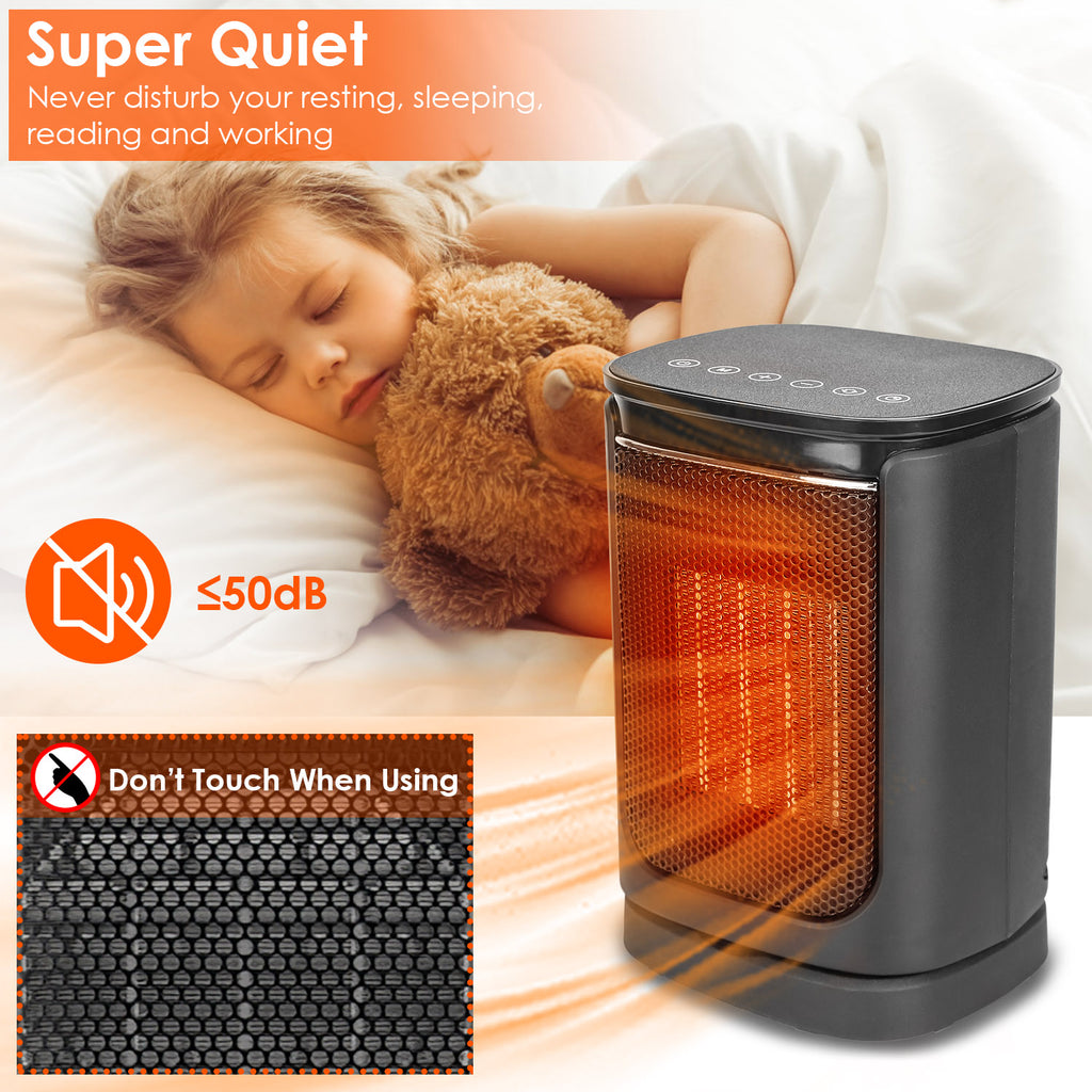 1500W Ceramic Electric Space Heater with Fan & Safety Tip-Off