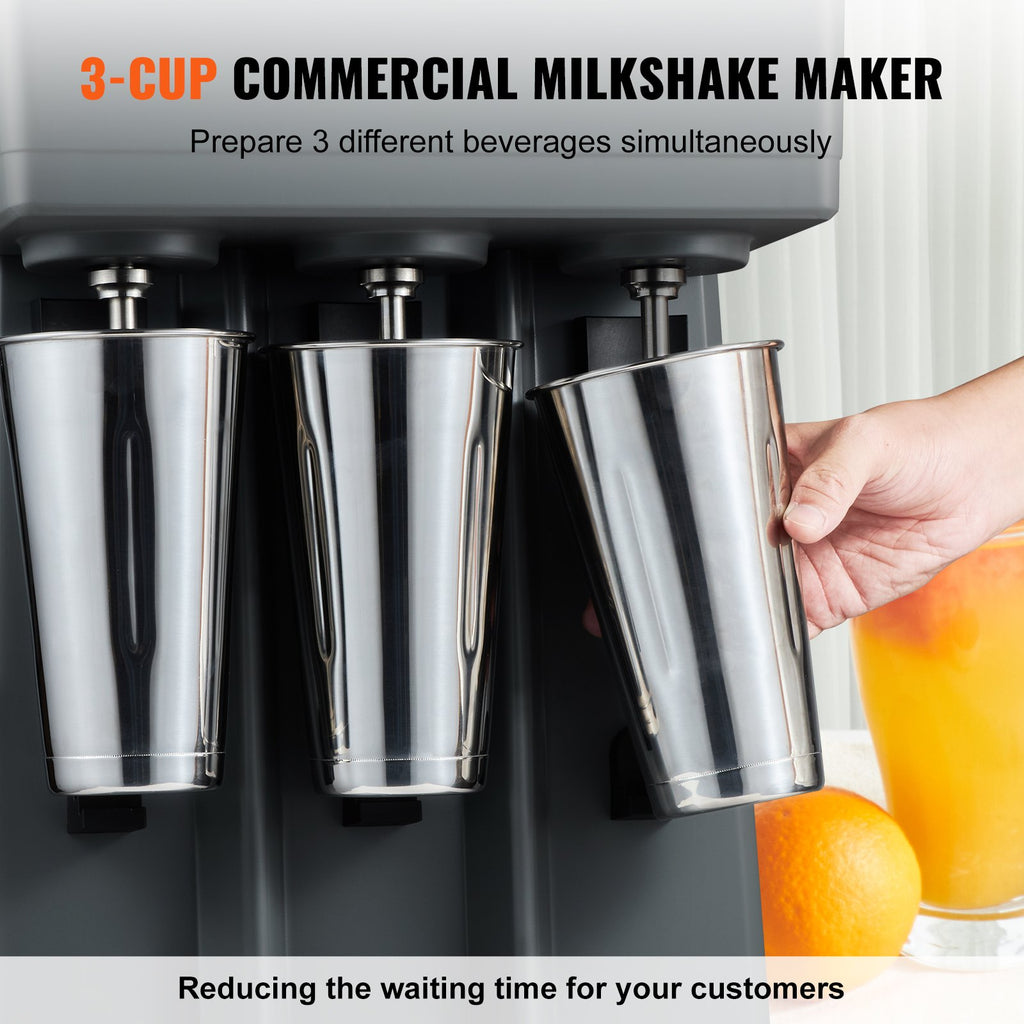 Electric Milkshake Maker, 375W, With 3 Stainless Steel Cups