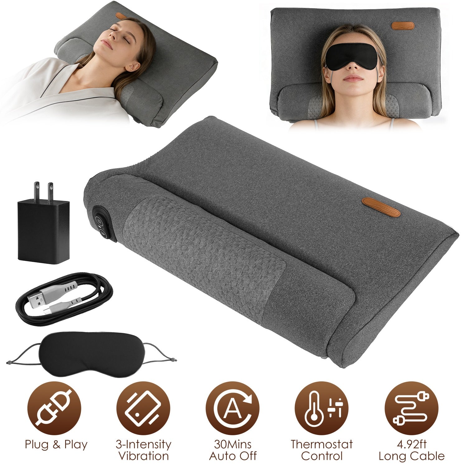 Neck Massager Pillow with Heat & Vibration – Memory Foam