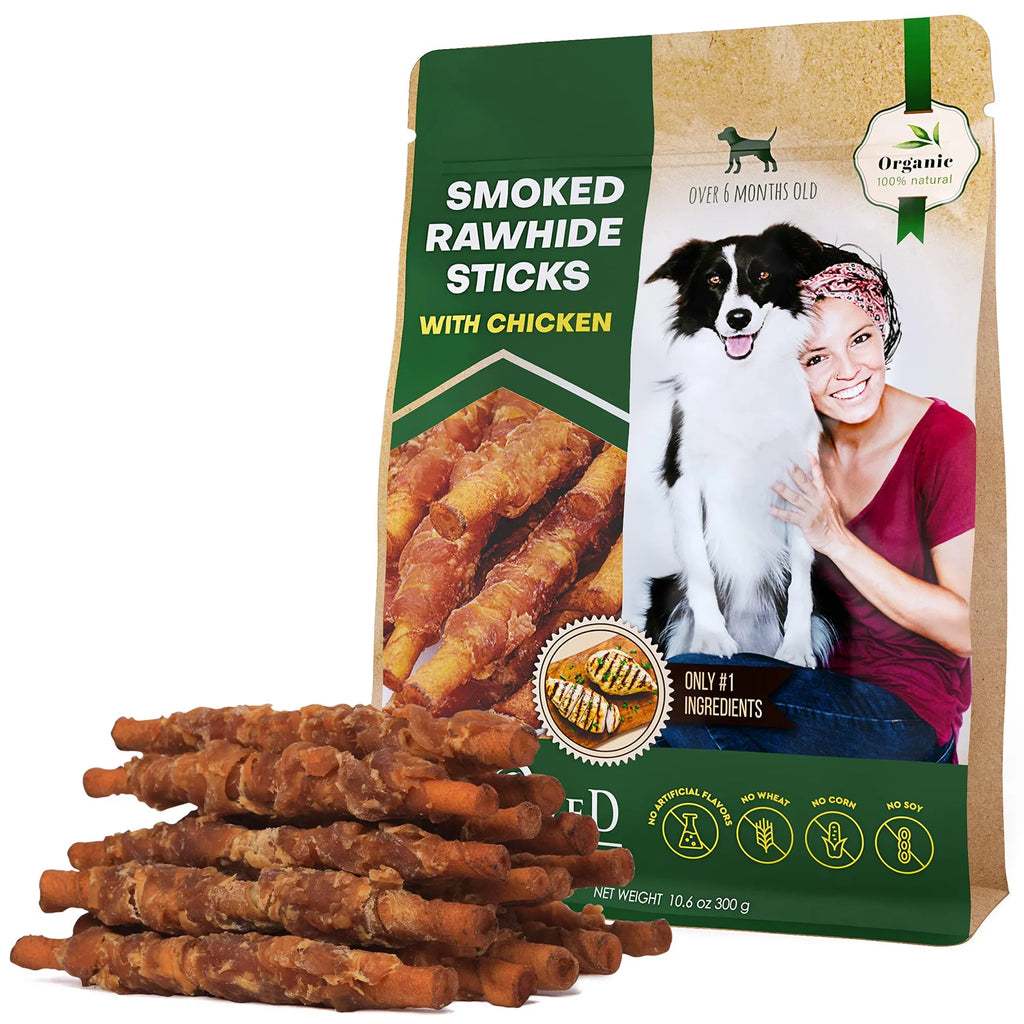 Dog Smoked Rawhide Sticks Wrapped Chicken