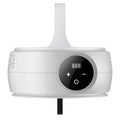 White portable dryer main unit with touchscreen controls and hanging hook