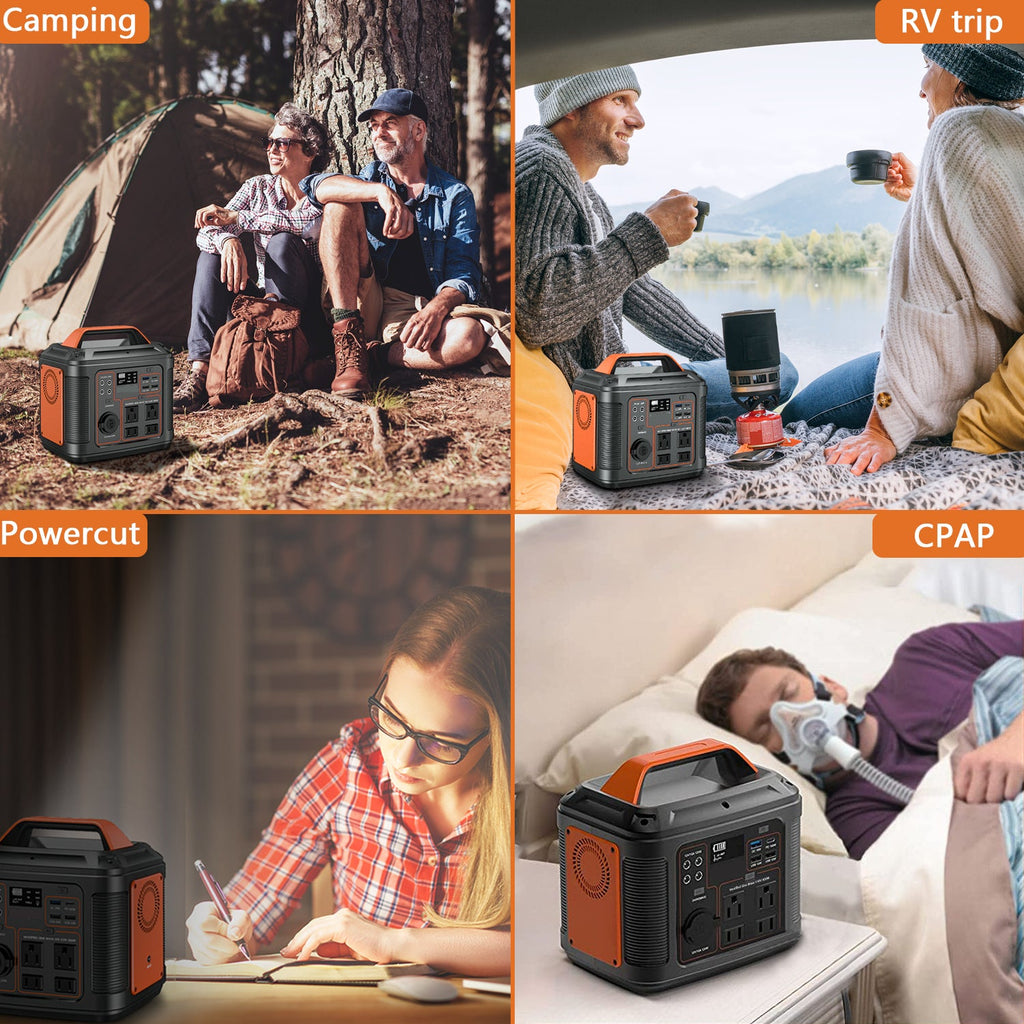  portable power station for four uses: camping, RV trips, backup power during outages, and powering a CPAP machine. These are advertised uses, not confirmation of compatibility or runtime.