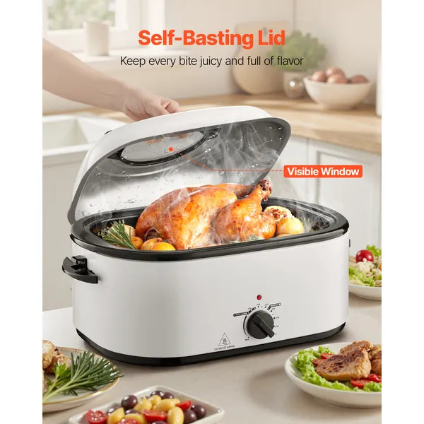 Electric Roaster Oven 26QT Electric Roasting Pan With Self-Basting Lid