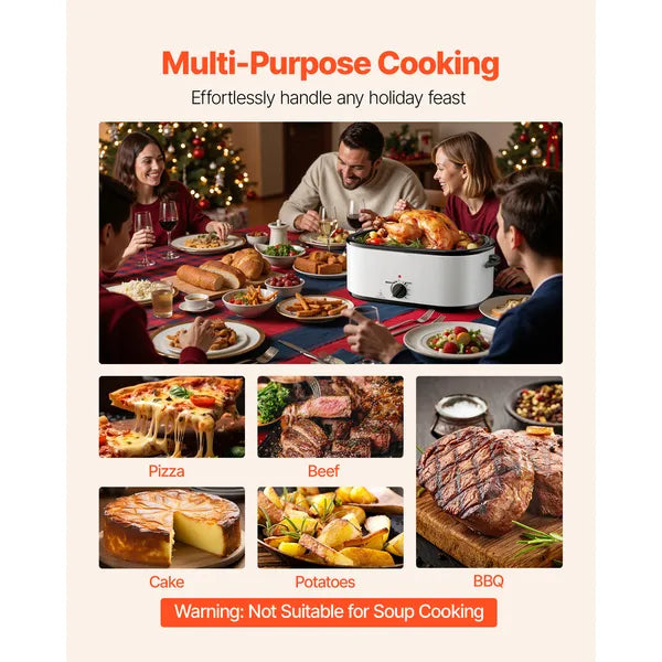 Electric Roaster Oven 26QT Electric Roasting Pan With Self-Basting Lid