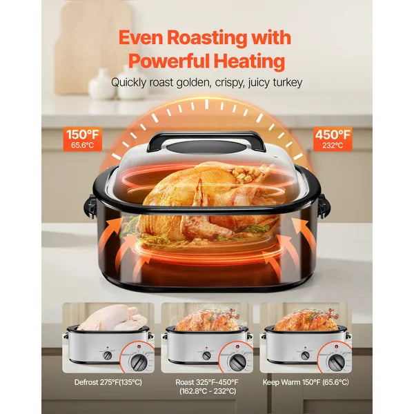 Electric Roaster Oven 26QT Electric Roasting Pan With Self-Basting Lid