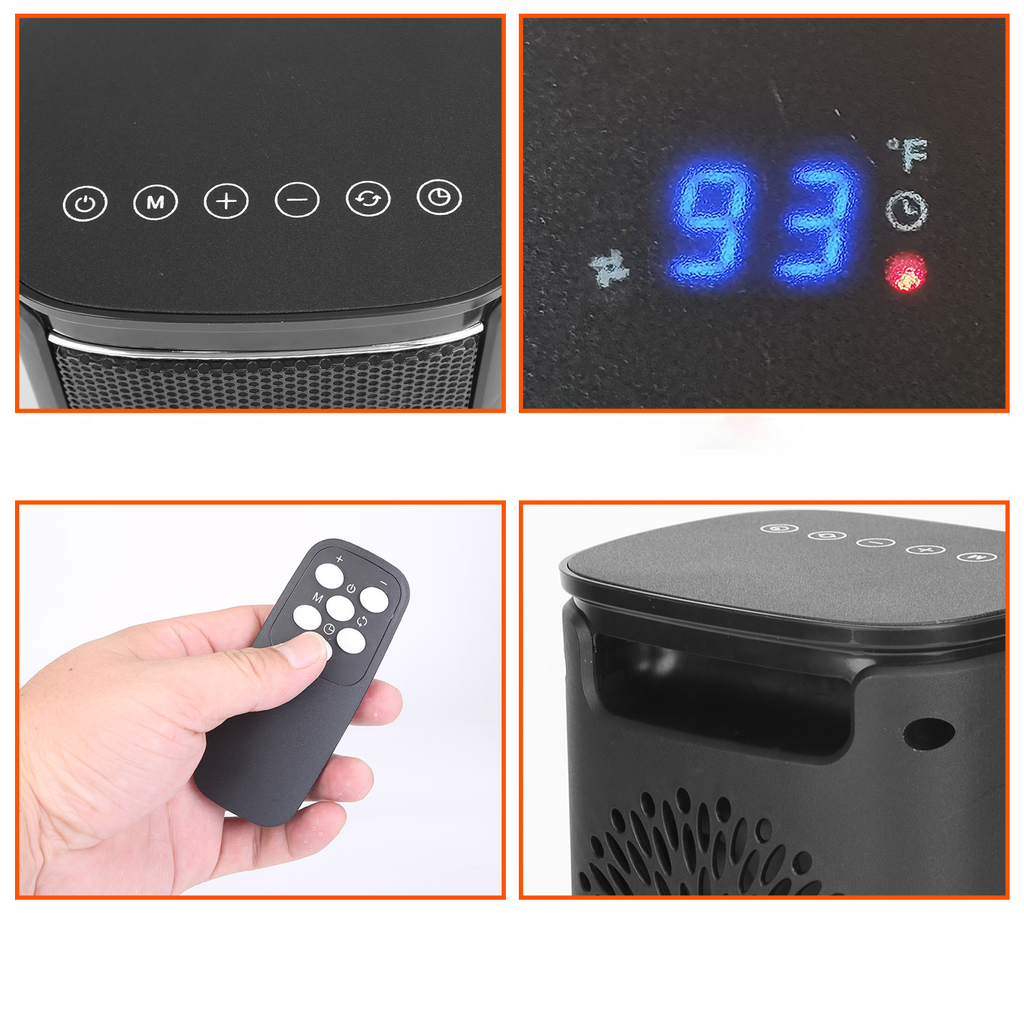 1500W Ceramic Electric Space Heater with Fan & Safety Tip-Off